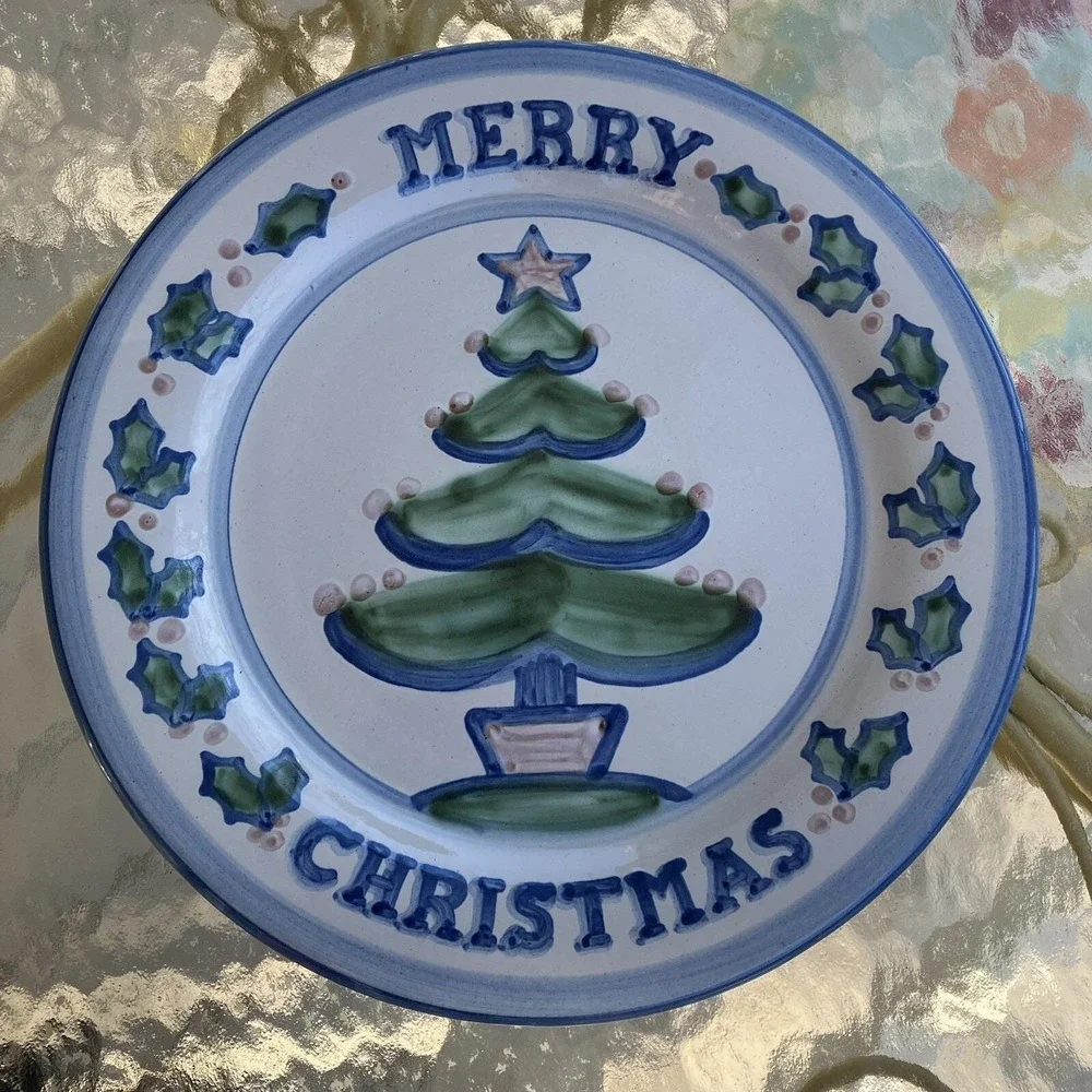 MA Hadley Merry Christmas Tree Serving Platter or chop plate 12.75